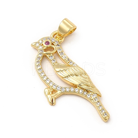 Real 18K Gold Plated Brass Micro Pave Cubic Zirconia Robin Brid Pendants KK-E072-25G-1