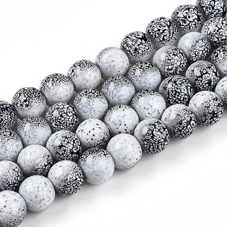Transparent Baking Paint Glass Beads Strands DGLA-N009-8mm-09-1