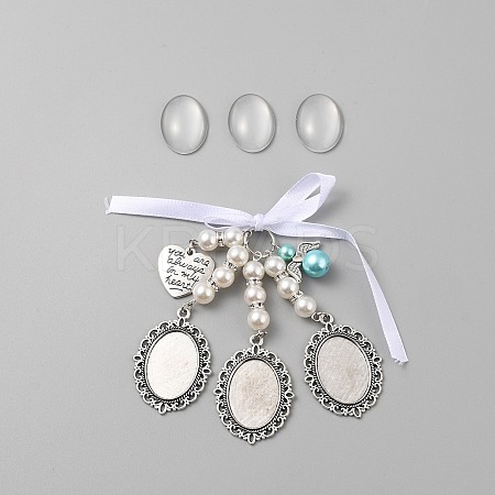 Wedding Bouquet Alloy & Glass Photo Charms DIY-WH20004-07A-AS-1