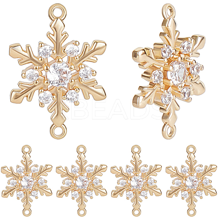 10Pcs Brass Micro Pave Clear Cubic Zirconia Connector Charms ZIRC-BBC0002-86B-1