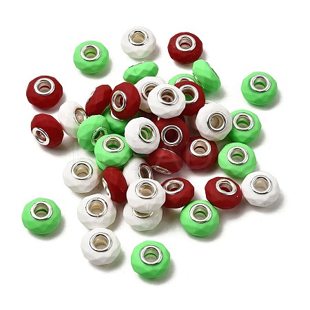 Spray Painted Faceted Resin European Beads RESI-C063-02C-1