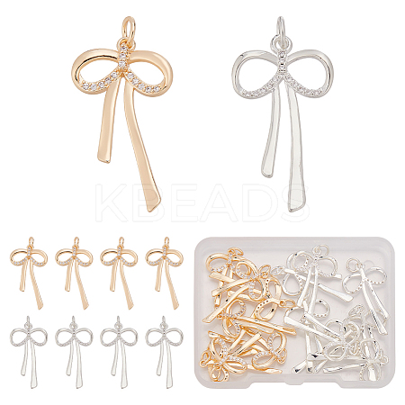 16Pcs 2 Colors Rack Plating Brass Micro Pave Cubic Zirconia Pandants KK-ME0001-01-1