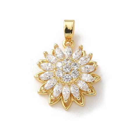 Brass Micro Pave Clear Cubic Zirconia Pendants ZIRC-D276-01G-C-1