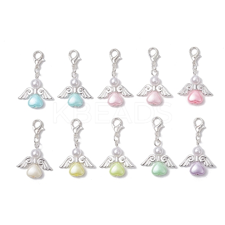 50Pcs Heart Angel ABS Plastic & Acrylic Imitation Pearl Pendant Decorations HJEW-JM03160-02-S-1