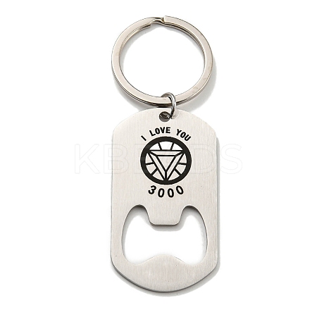 Father's Day Gift 201 Stainless Steel Oval with Word Bottle Opener Keychains LS-KEYC-E040-02P-02-1