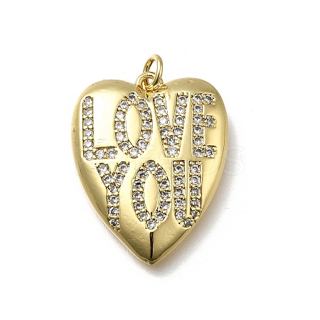 Brass Micro Pave Cubic Zirconia Pendants KK-C090-44G-01-1