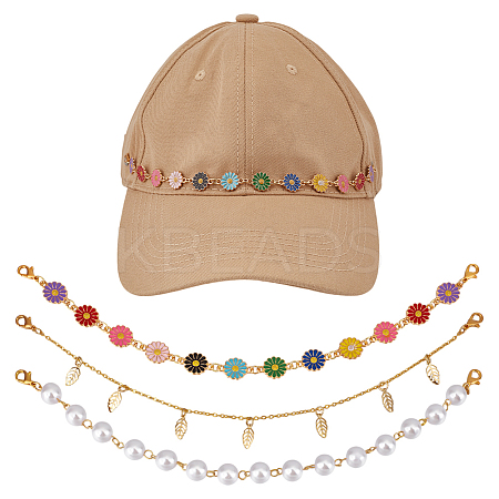 3Pcs Alloy Enamel & Plastic & Brass Baseball Cap Chain AJEW-FG00014-1