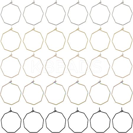 30Pcs 5 Colors Ion Plating(IP) 316 Surgical Stainless Steel Hoop Earrings Findings STAS-UN0030-95-1