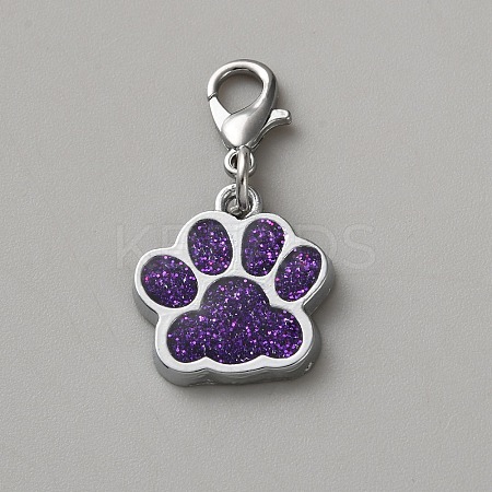 Zinc Alloy Enamel Glitter Powder Pendant Decoration HJEW-WH0001-14P-06-1