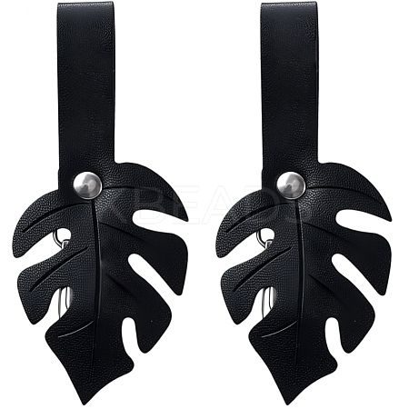 2Pcs Leaf PU Leather Cardigan Clips JEWB-CL0001-01C-1