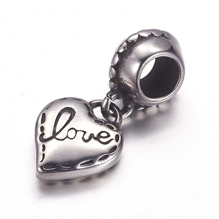 304 Stainless Steel European Dangle Charms OPDL-G006-03AS-1