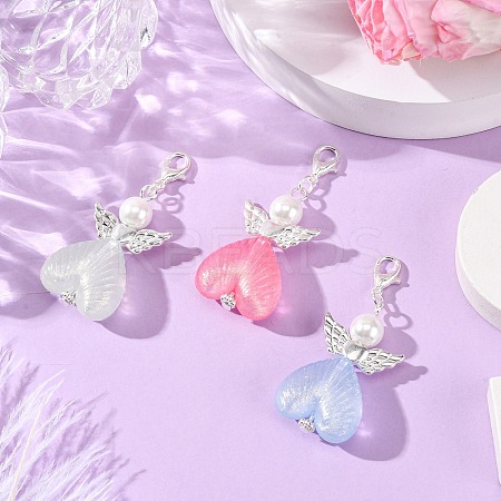 Heart Angel Luminous Acrylic Pendant Decoration HJEW-JM03806-02-1