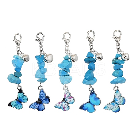Alloy Enamel Butterfly Pendant Decorations HJEW-JM01378-S-1