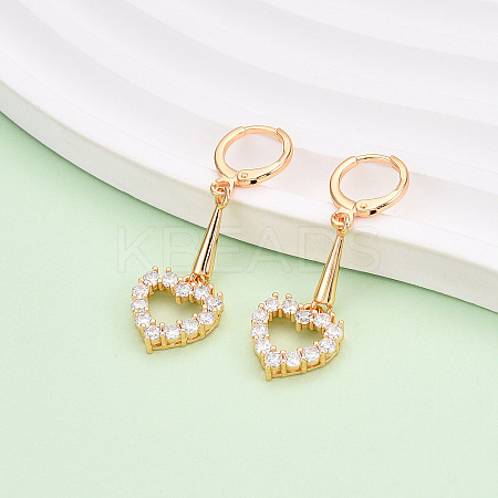 Brass Micro Pave Cubic Zirconia Leverback Earrings EJEW-N058-18A-G-1