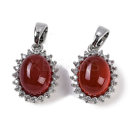 Natural Carnelian(Dyed & Heated) Oval Charms KK-P283-40P-1
