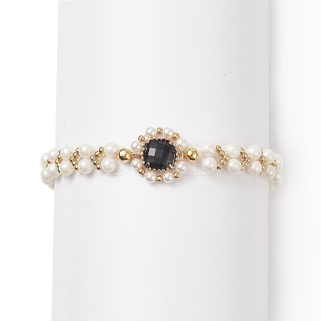 Glass & Shell Pearl Bead Bracele BJEW-TA00180-03-1