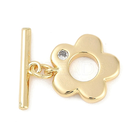 Brass Micro Pave Clear Cubic Zirconia Toggle Clasps LS-KK-K391-19G-1