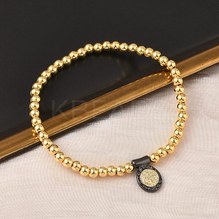 Brass Oval Charms Bracelets BJEW-B148-03C-05-1