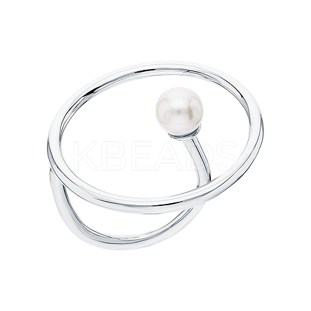 925 Sterling Silver Pearl Round Ring VB8352-5-1