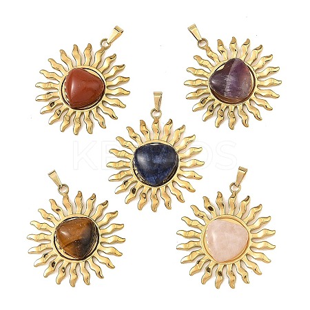 Natural Mixed Gemstone Pendants PALLOY-JF06018-02-1