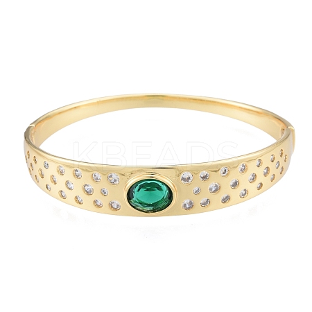 Cubic Zirconia Oval Hinged Bangle BJEW-G651-10G-05-1