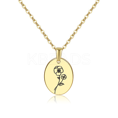 Brass Birth Month Flower Pendant Necklace HUDU-PW0001-034B-1-1