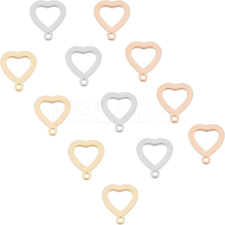 18Pcs 3 Colors 304 Stainless Steel Open Heart Charms STAS-UN0029-72-1