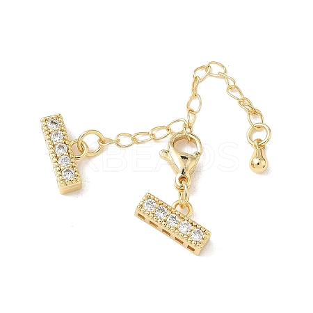 Brass Micro Pave Clear Cubic Zirconia Chain Extender KK-G536-16G-1