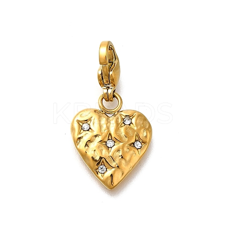 Heart 304 Stainless Steel Rhinestones Pendant Decorations STAS-R159-50G-03-1
