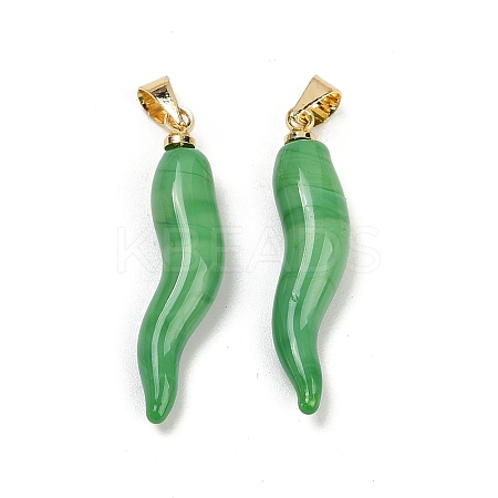 Handmade Lampwork with Brass Pendants KK-Q095-02B-02-1