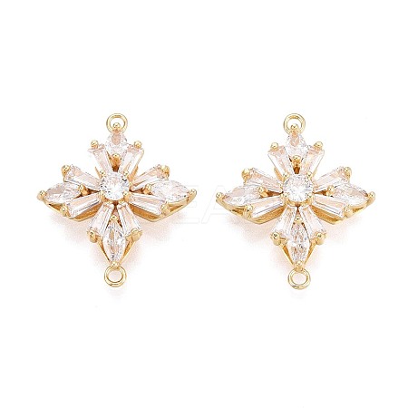 Brass Pave Clear Cubic Zirconia Connector Charms KK-N284-10G-1