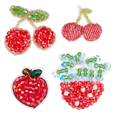 8Pcs 4 Styles Glass Crystal Embroider Thread Iron on/Sew On Patches PATC-PH0001-38-1