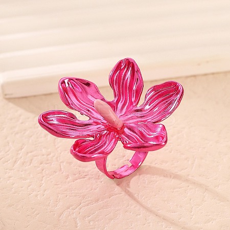 Adjustable Alloy Flower Finger Rings for Women RJEW-B124-01A-1