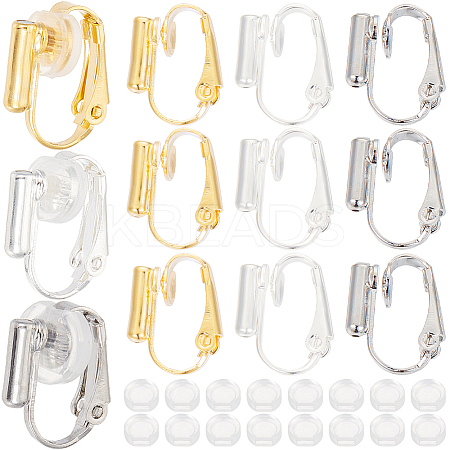 24Pcs 3 Colors Brass Clip-on Earring Converters Findings KK-SP0001-15-1