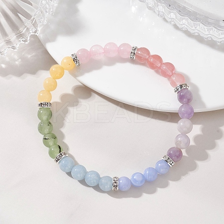 Chakra Natural Mixed Gemstone Beads Stretch Bracelets for Women BJEW-JB13200-02-1