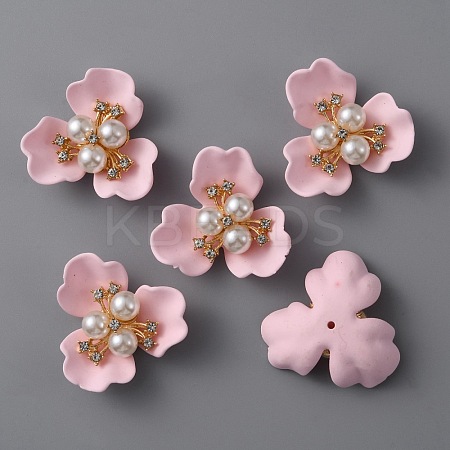 Opaque Resin Imitation Pearl & Crystal Glass Rhinestone Cabochons RESI-WH0035-26C-1