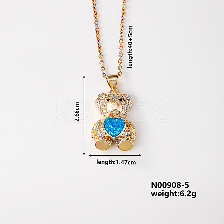 Cute Brass Micro Pave Clear Cubic Zirconia Pendant Necklaces for Women RS8490-7-1
