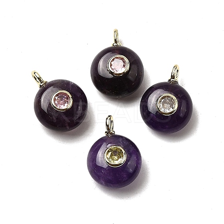 Natural Amethyst Flat Round Pendants G-H318-01G-A-05-1