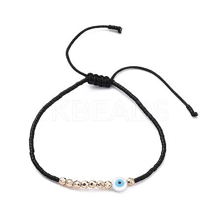 Adjustable Resin Evil Eye & Plastic & Miyuki Seed Braided Beaded Bracelet for Women BJEW-O187-07A-1