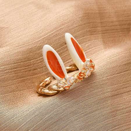 Zinc Alloy Enamel Adjustable Open Cuff Rings for Women RJEW-U058-03G-1