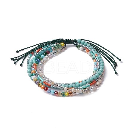 Glass Beaded Multi-strand Bracelets BJEW-JB10391-1