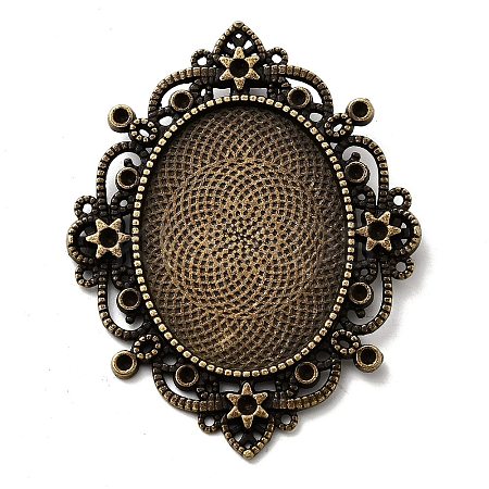 Tibetan Style Alloy Rhinestone & Oval Tray Cabochon Settings TIBEP-5436-AB-LF-1