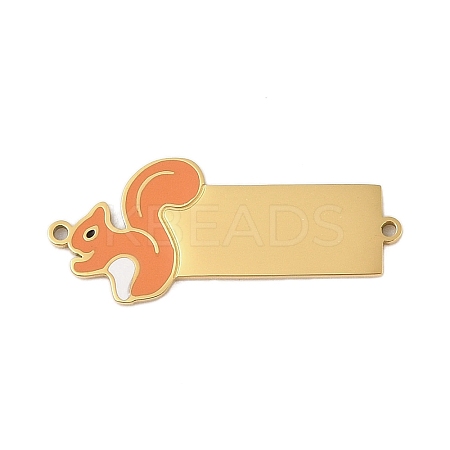 304 Stainless Steel Dark Orange Enamel Connector Charms STAS-P377-12G-1