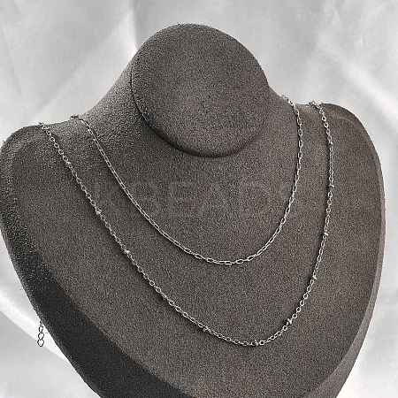 Brass Double Layer Necklaces NJEW-D302-51P-1