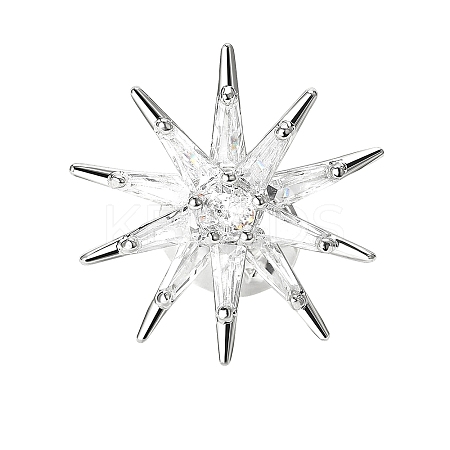 Brass Clear Cubic Zirconia Star Brooch PW-WGA8B06-01-1