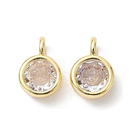 Brass Micro Pave Clear Cubic Zirconia Pendants X-KK-K360-13G-1