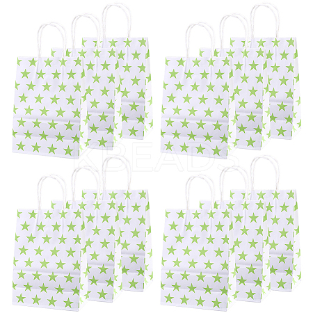 Kraft Paper Star Printed Bags with Handles ABAG-WH20013-08A-1