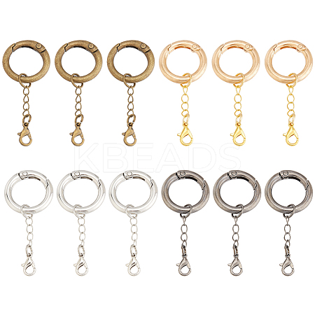 16Pcs 4 Colors Alloy Spring Gate Rings HJEW-AB00522-1