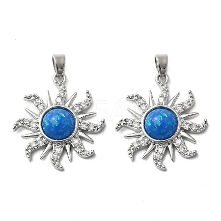 Brass Micro Pave Cubic Zirconia with Resin Pendants KK-Z103-09P-01-1