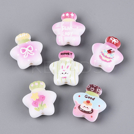 Printed Opaque Acrylic Beads SACR-T018-13M-1